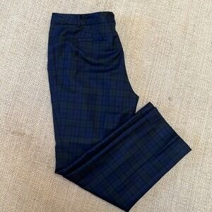 NWT Brooks Brothers Pants Womens 12 34x27 Blue Plaid Crop Wool Preppy Old Money
